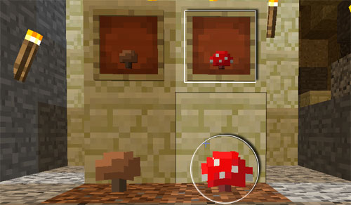 Красный гриб в игре Майнкрафт